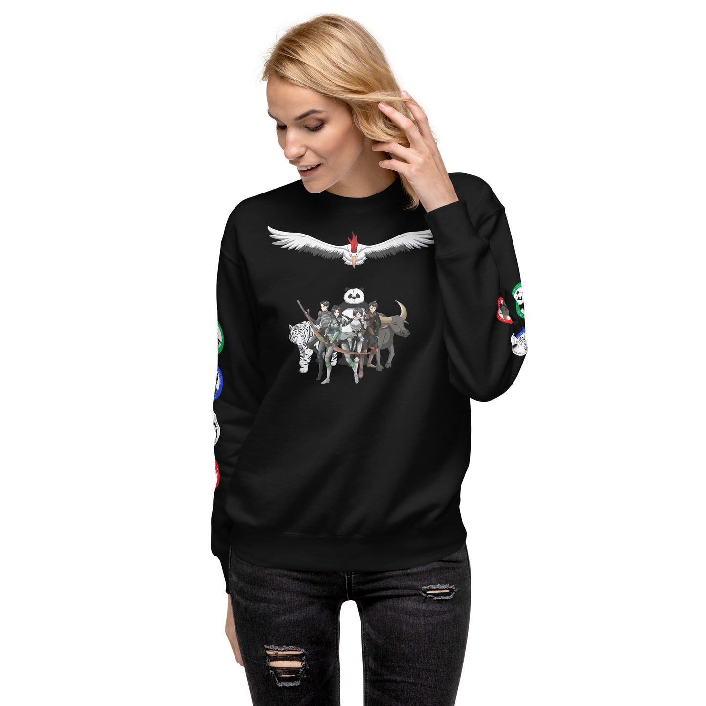 Azen Warriors+Guardians Sleeves – Uni Prem Sweatshirt Blk+Wht – (109)