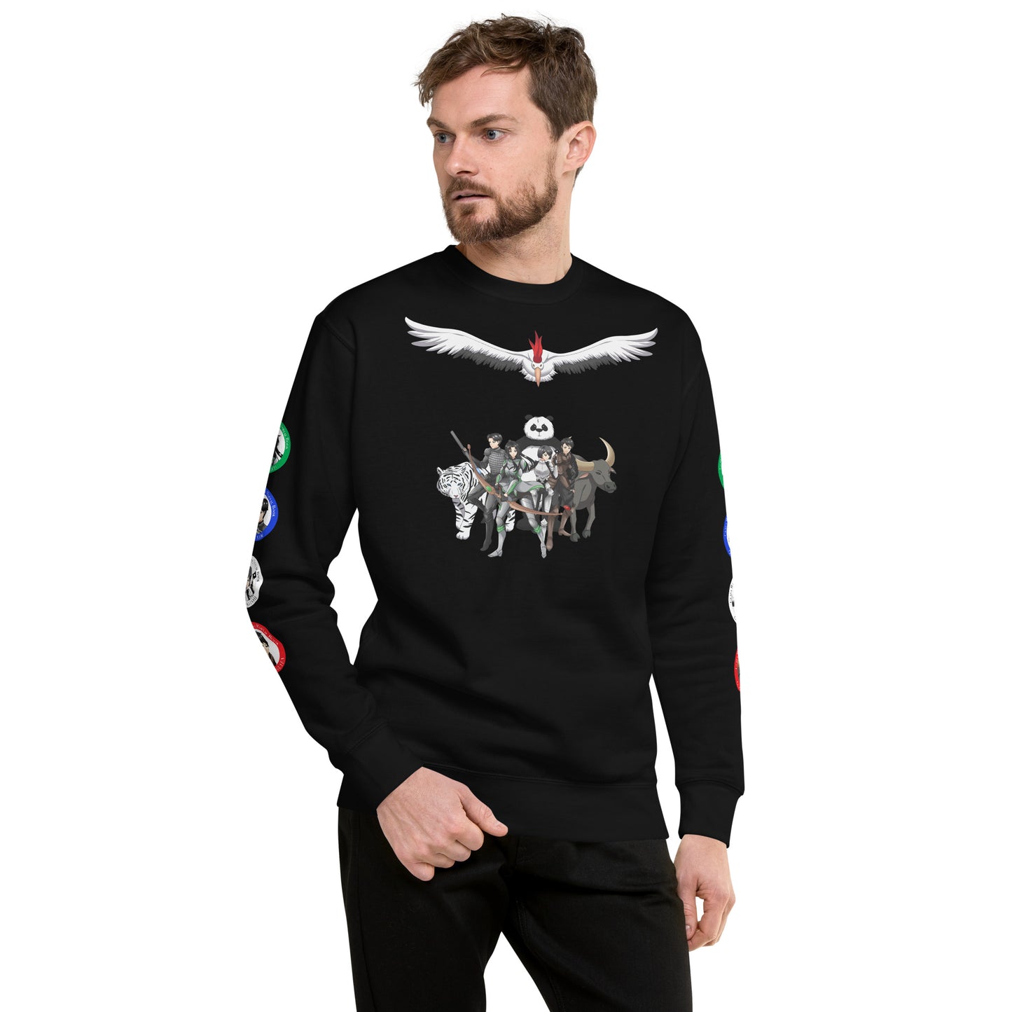 Azen Warriors+Guardians Sleeves – Uni Prem Sweatshirt Blk+Wht – (109)