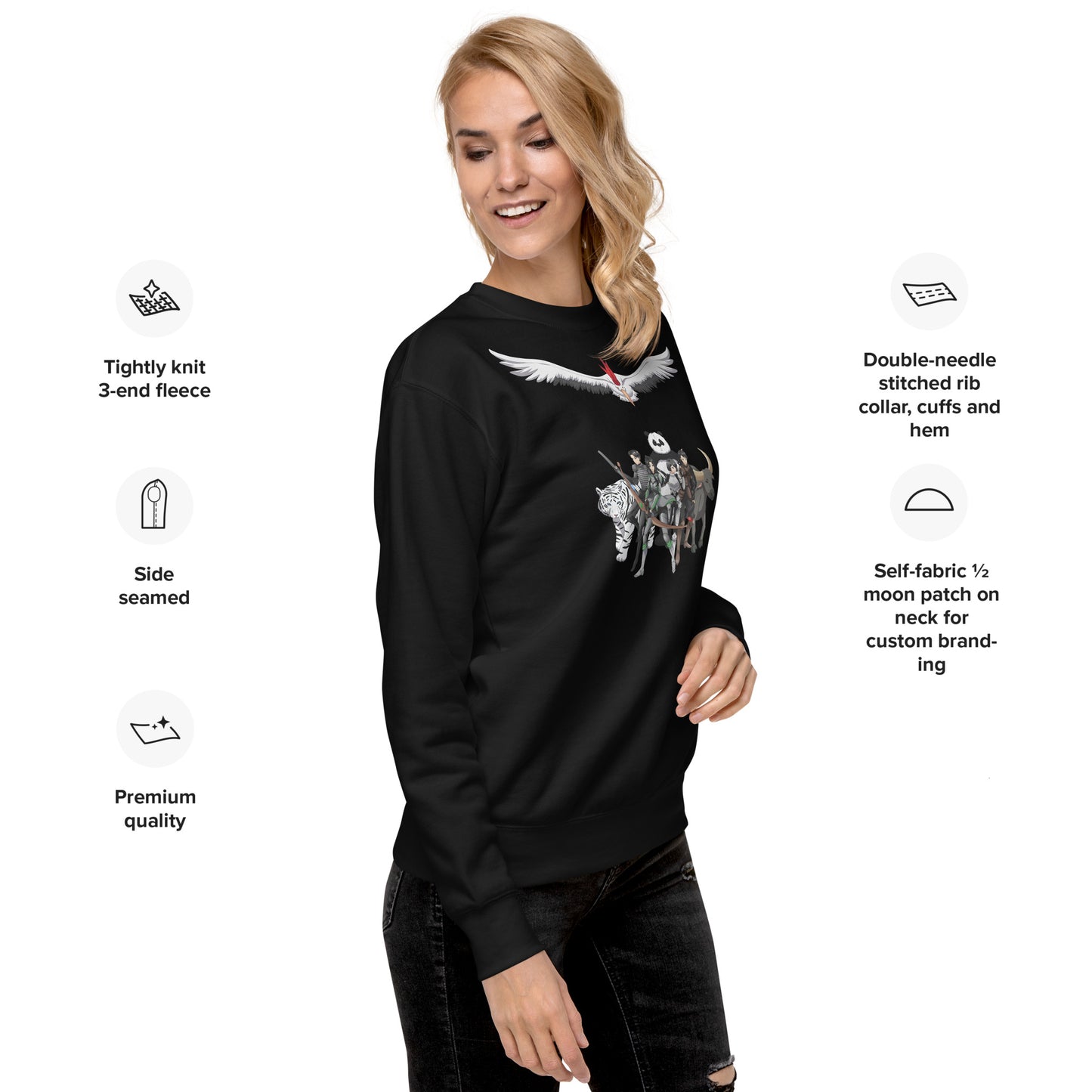 Azen Cast – Uni Prem Sweatshirt Blk+Wht – (108)