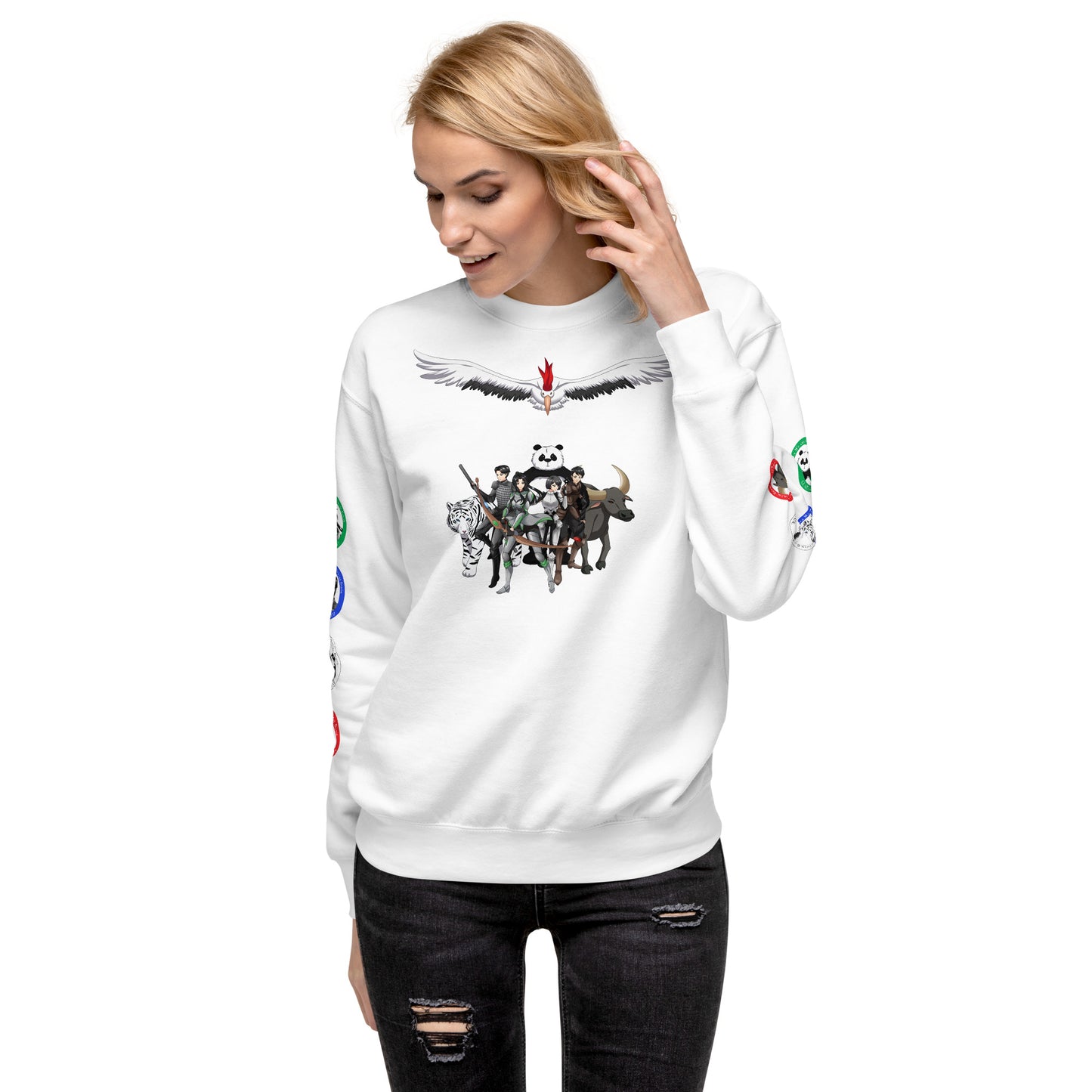 Azen Warriors+Guardians Sleeves – Uni Prem Sweatshirt Blk+Wht – (109)